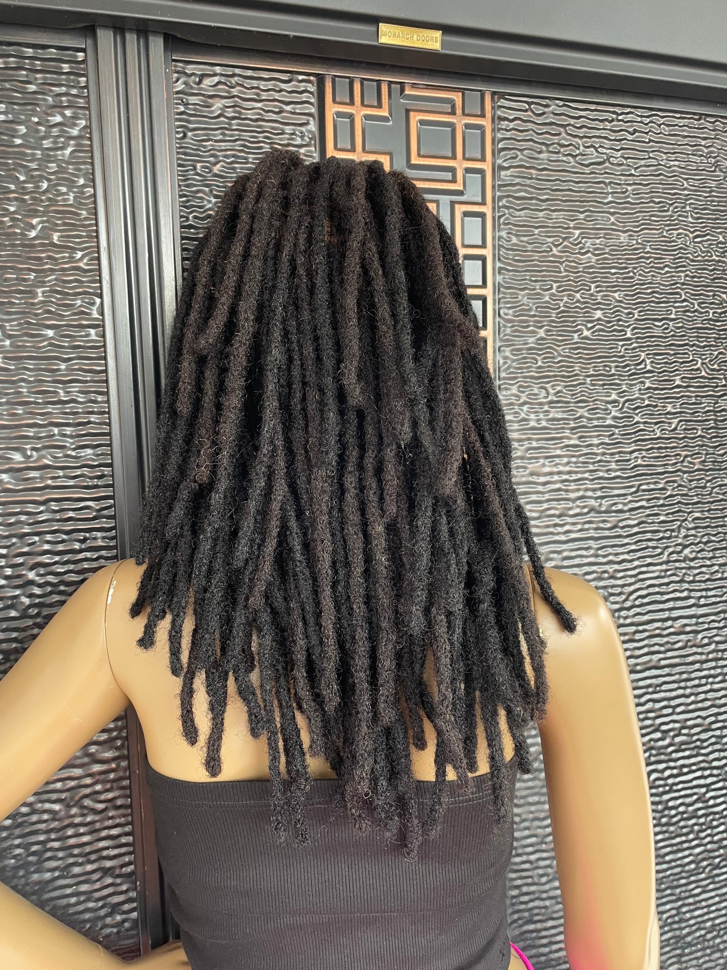 Dreadlock-Perücke aus Echthaar, natürliches Schwarz, 10 bis 12 Zoll Locs