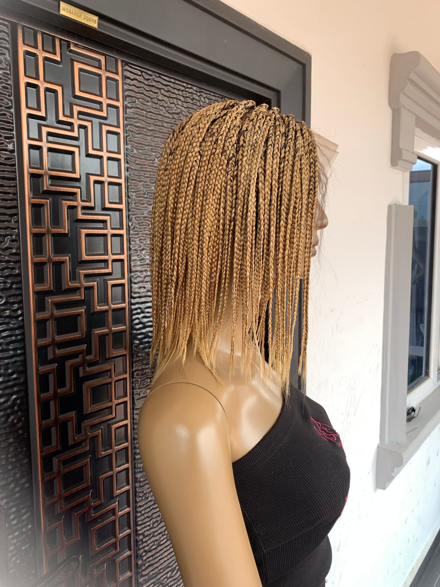 Peluca de trenza rubia con encaje frontal de 12”, peluca Ruth