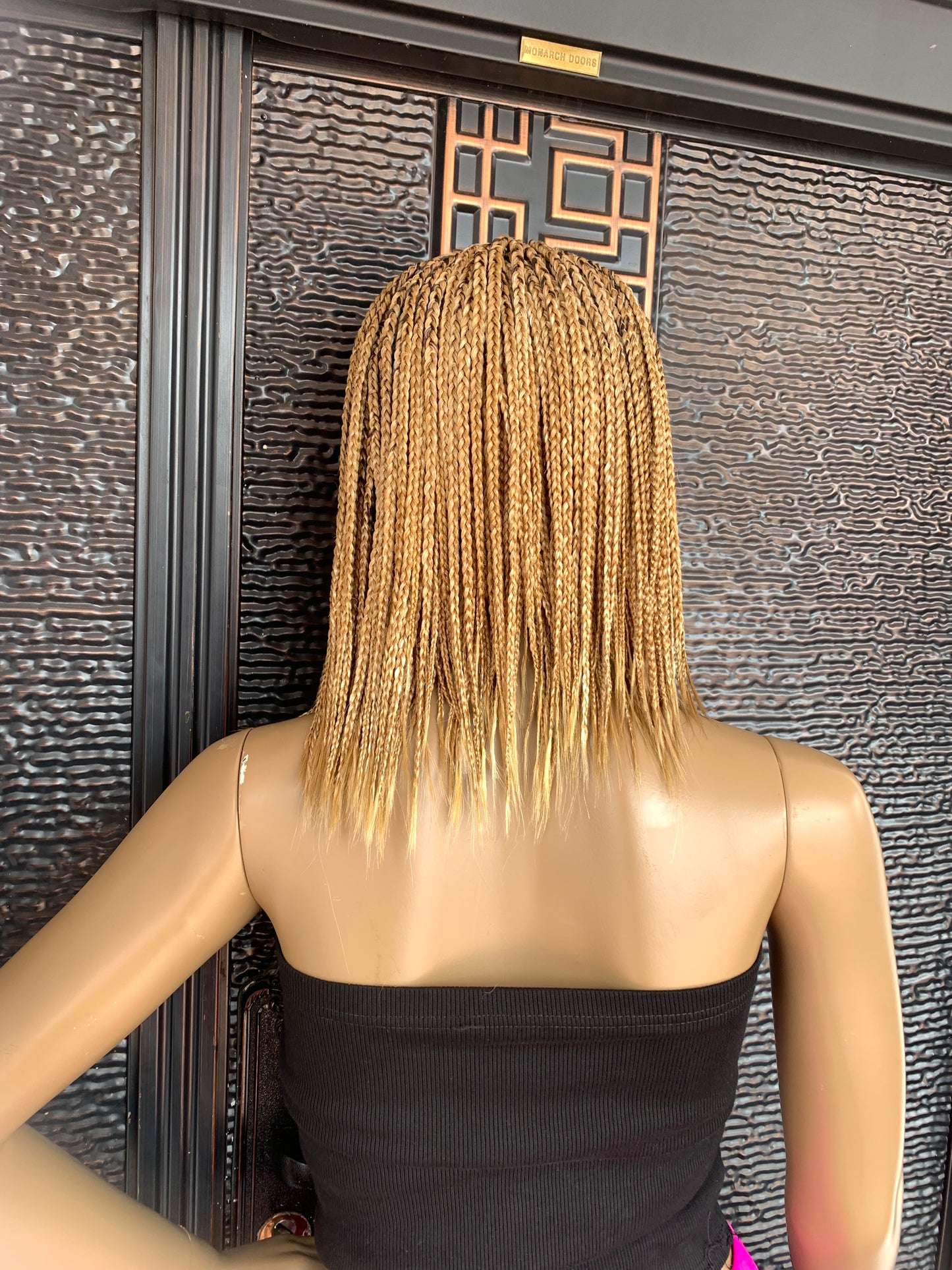 Peluca de trenza rubia con encaje frontal de 12”, peluca Ruth