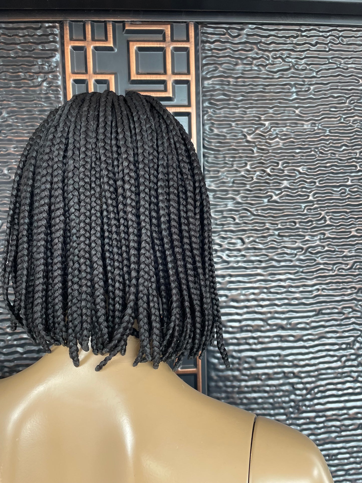 Bob braid wig with side cornrows, off black