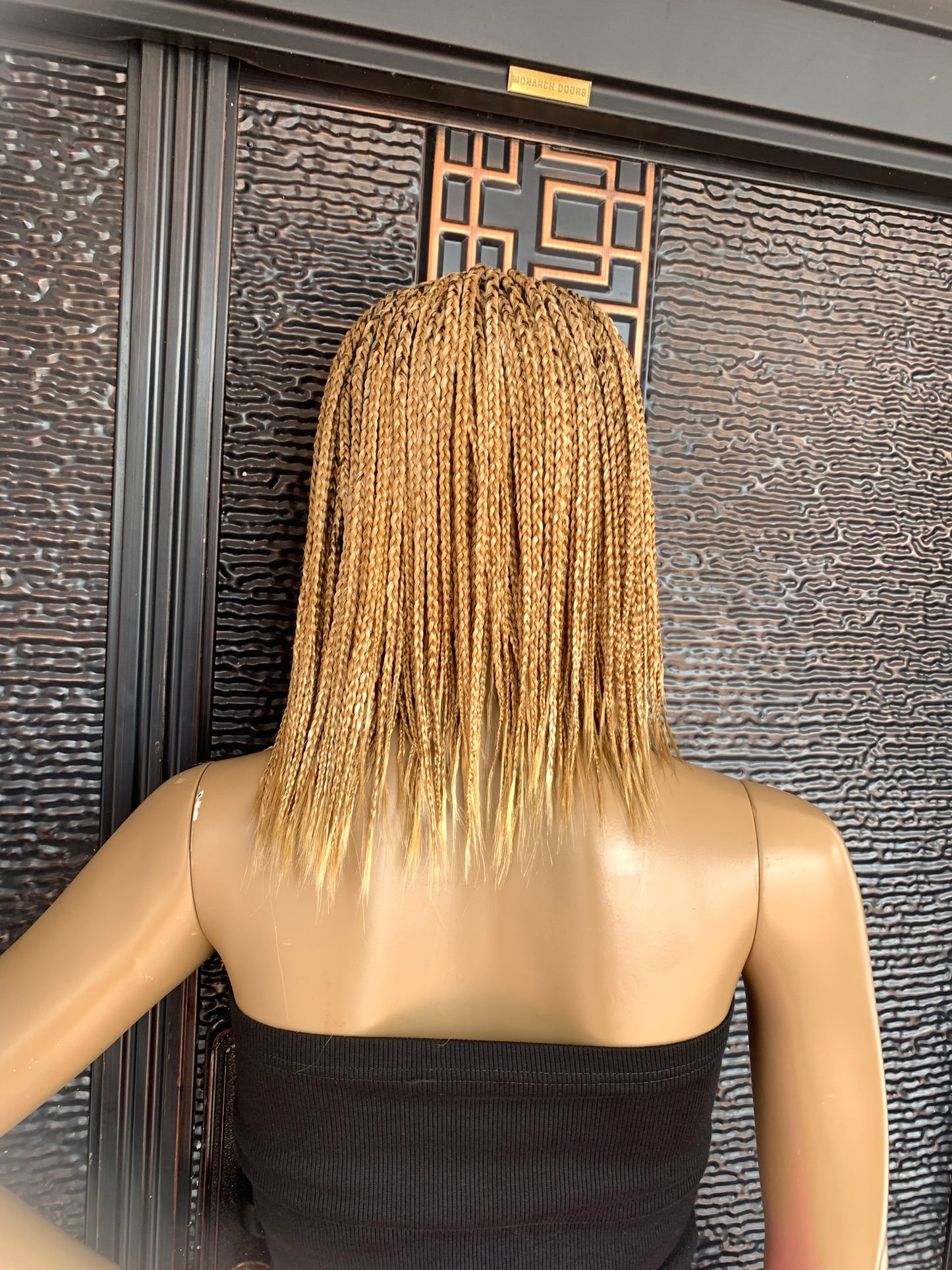 Peluca de trenza rubia con encaje frontal de 12”, peluca Ruth