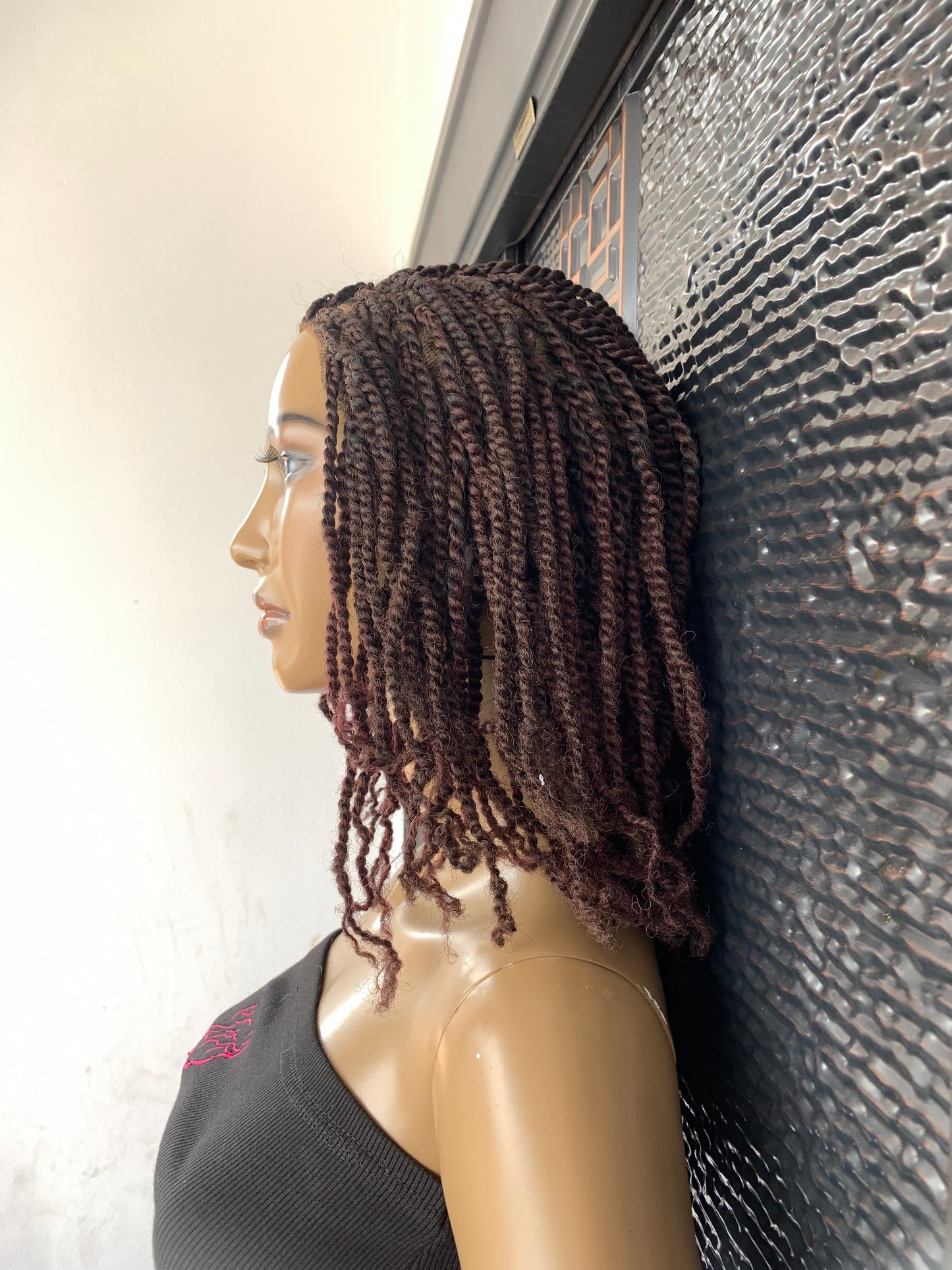 Volle Spitze braune Marley Twists Perücke, vorgeschnittene Spitze