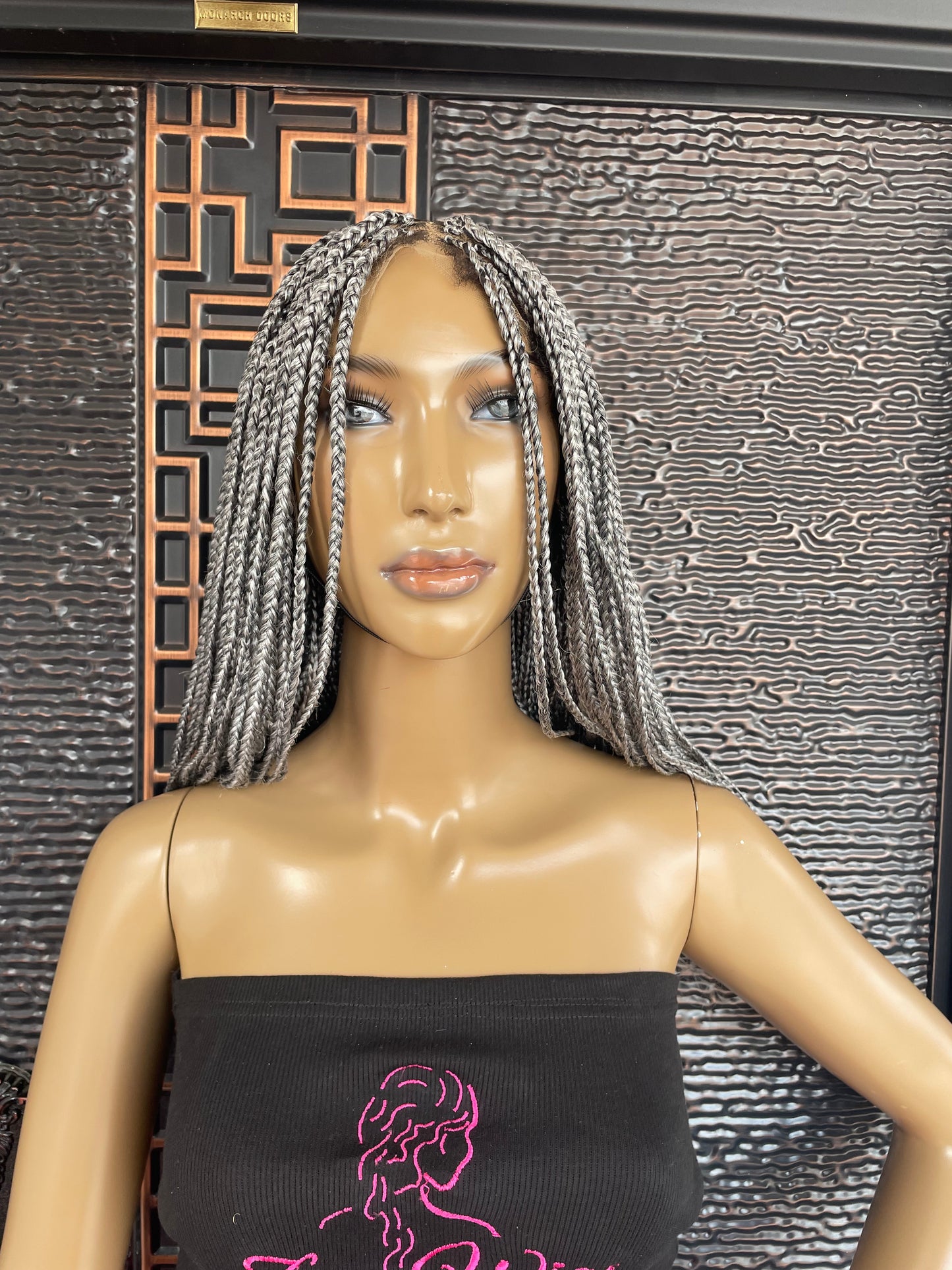 Gray braid wig, lace front braid wig, HD lace