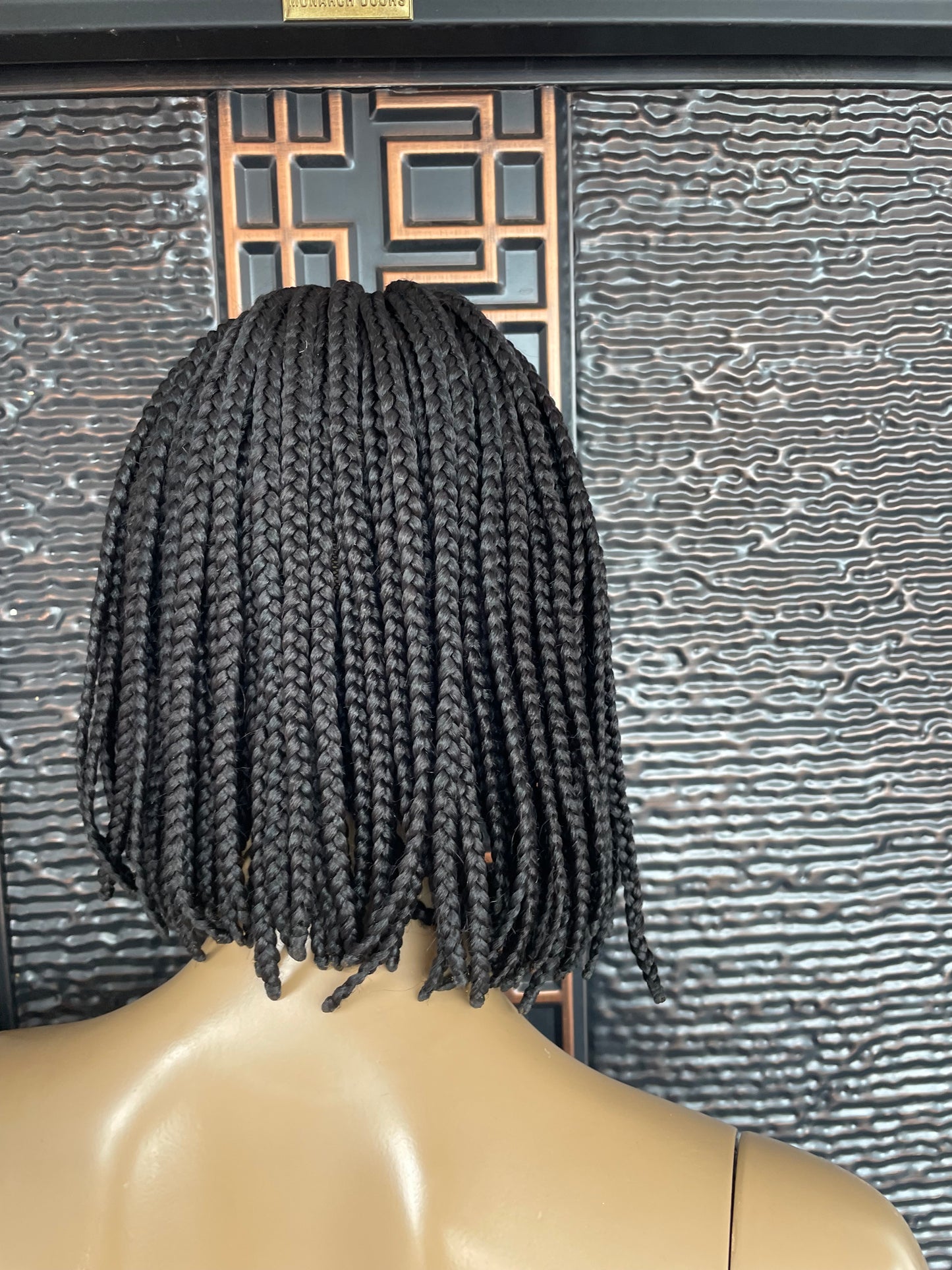 Bob braid wig with side cornrows, off black