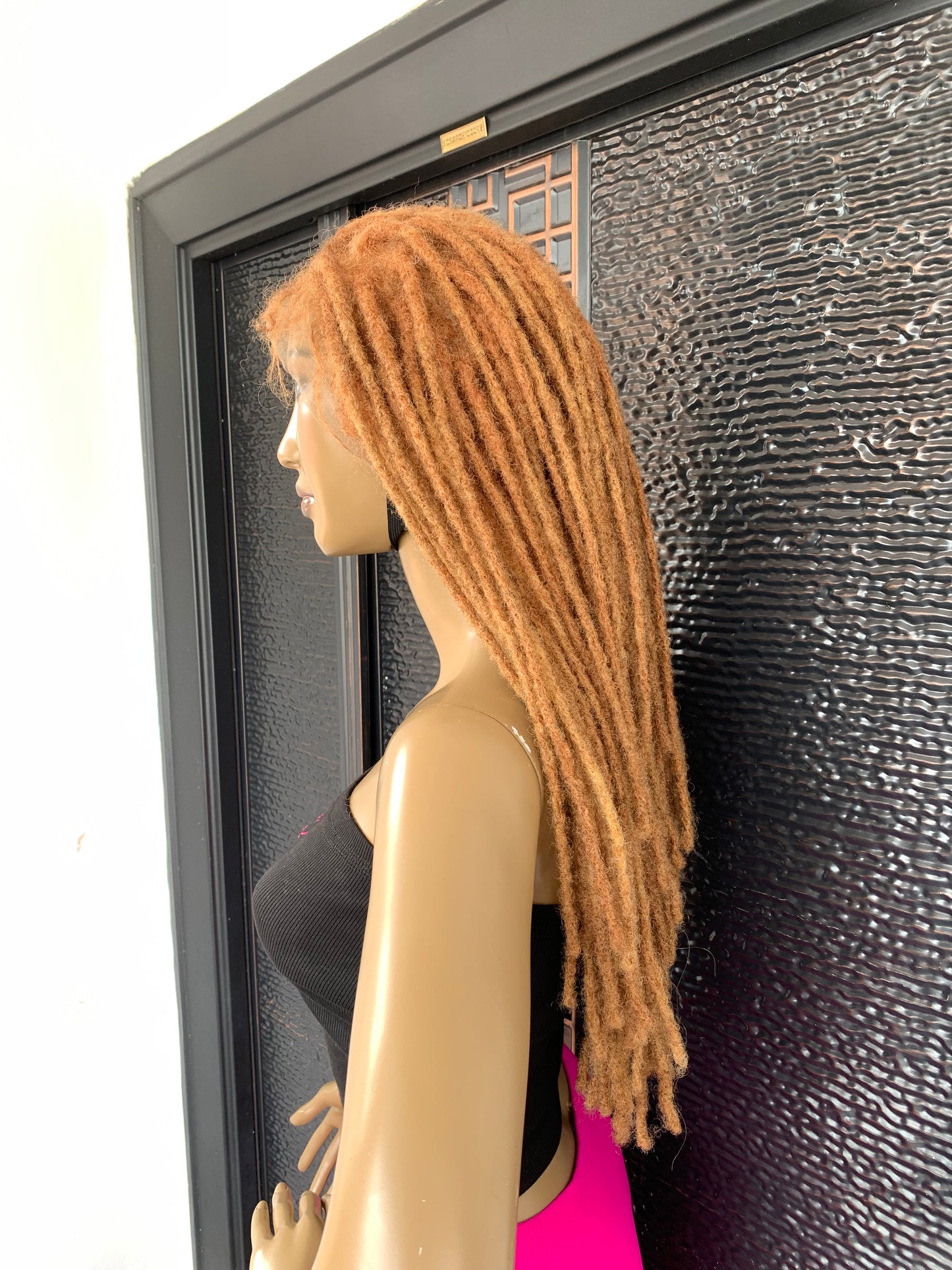 Human hair bronze color dreadlock wig