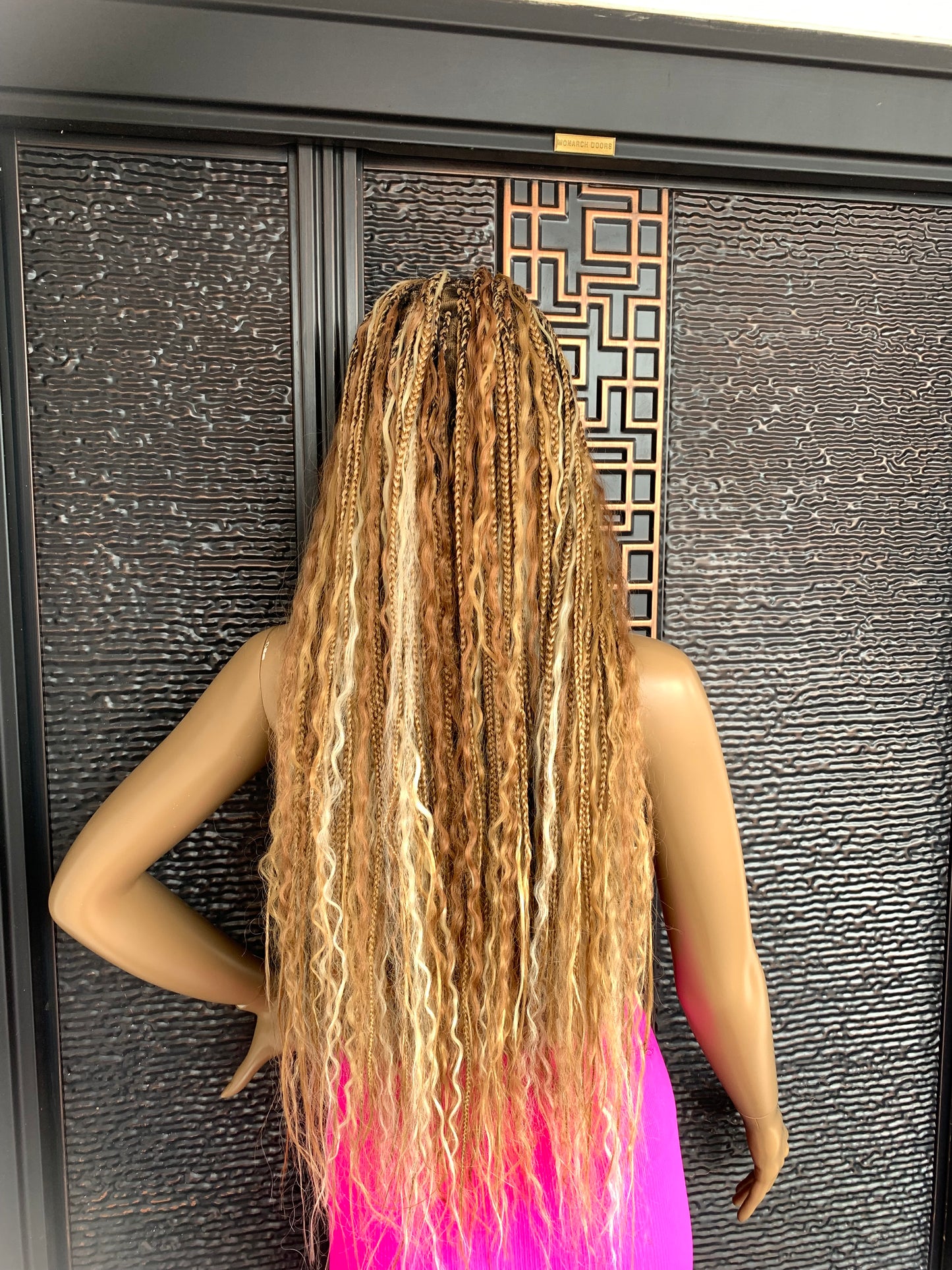 Boho braids with blonde mix curls