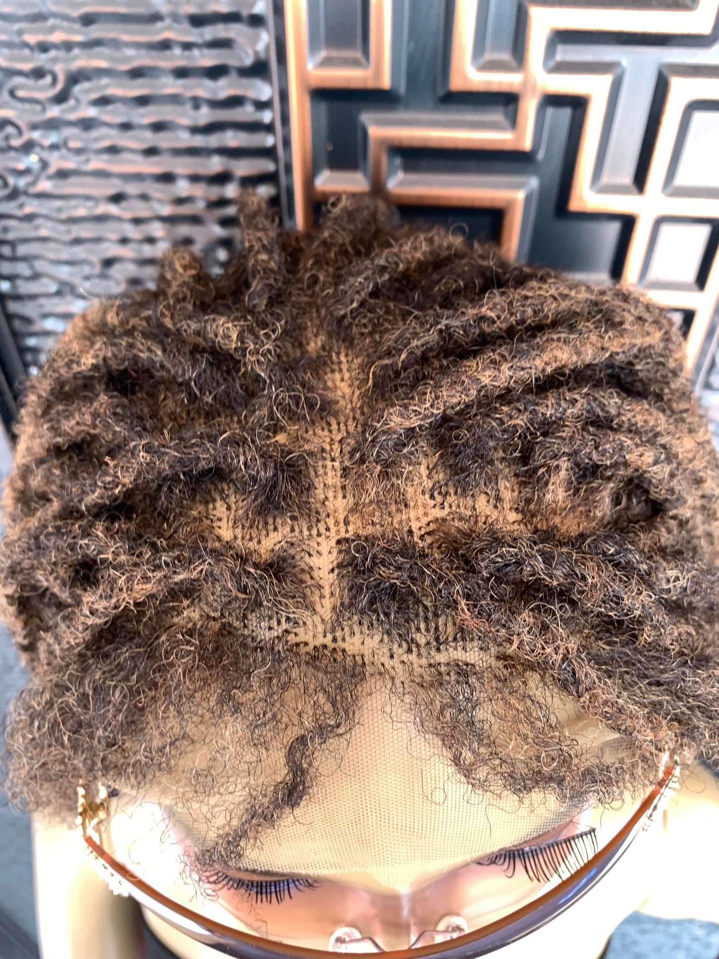 Peluca de cabello humano con rastas, mezcla de castaño claro y medio, 16” de largo