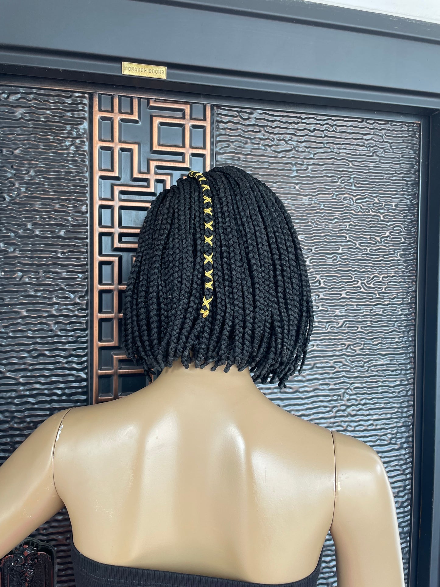 Black Bob braid wig with string