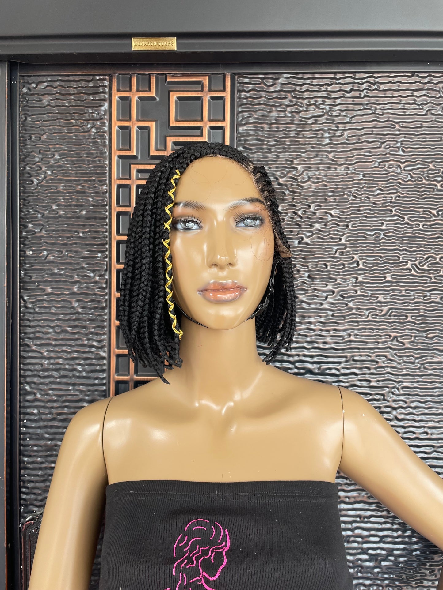 Black Bob braid wig with string