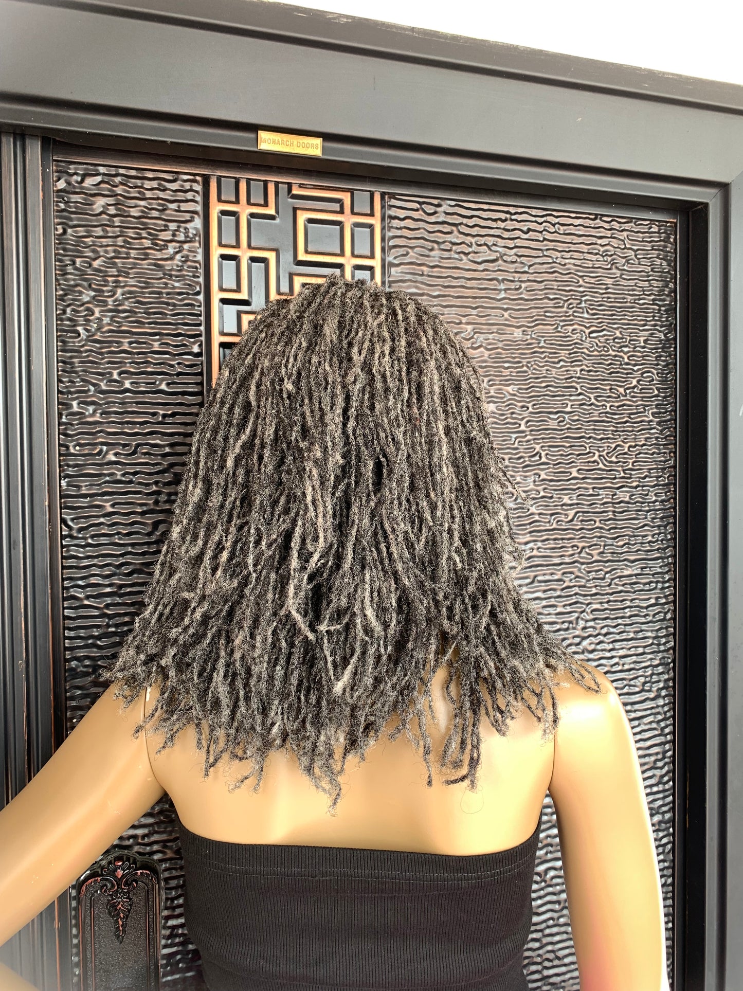 Sister locs wig, salt and pepper human hair locs, made to order