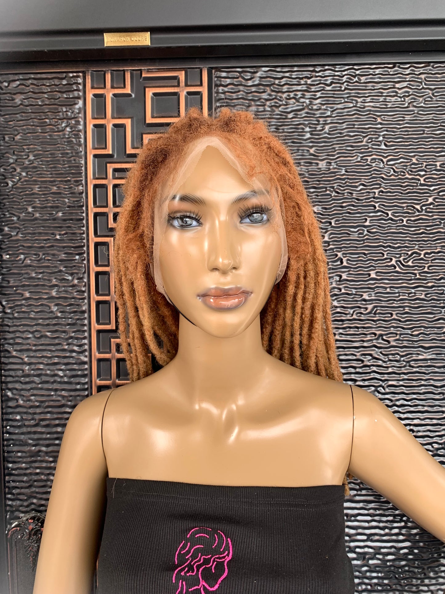 Human hair bronze color dreadlock wig