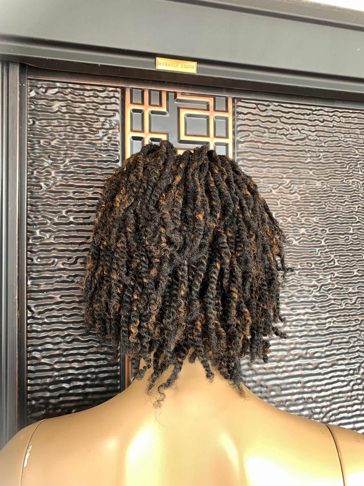 Full lace short marley twist wig, dark brown with light brown highligsts, wig Myra