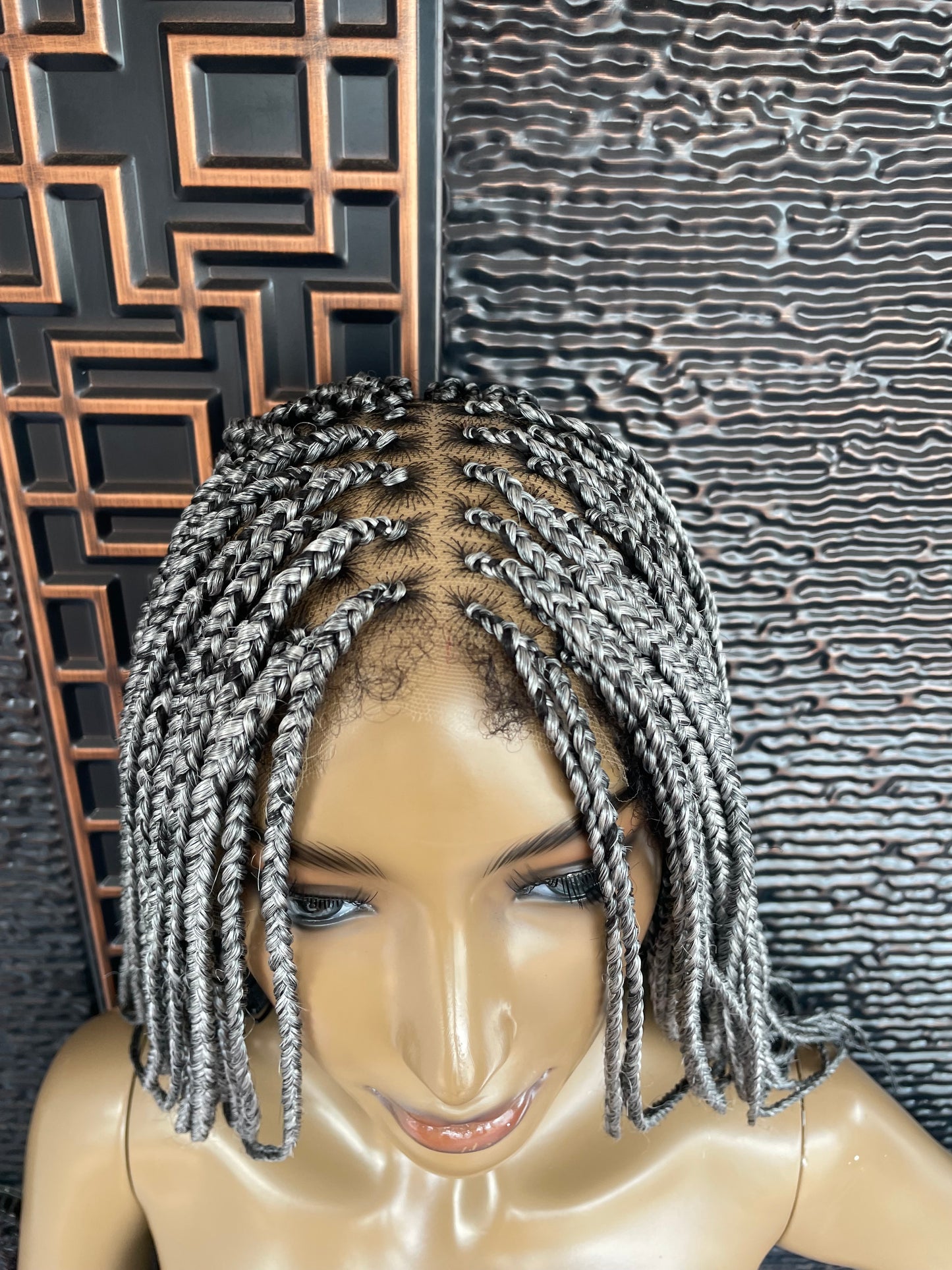 Gray braid wig, lace front braid wig, HD lace