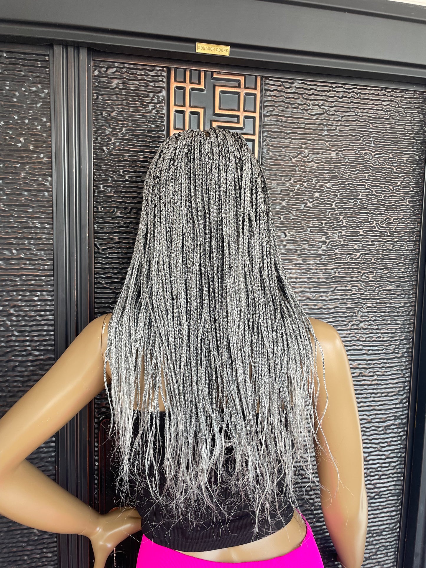 Gray braid wig, lace front braid wig, HD lace