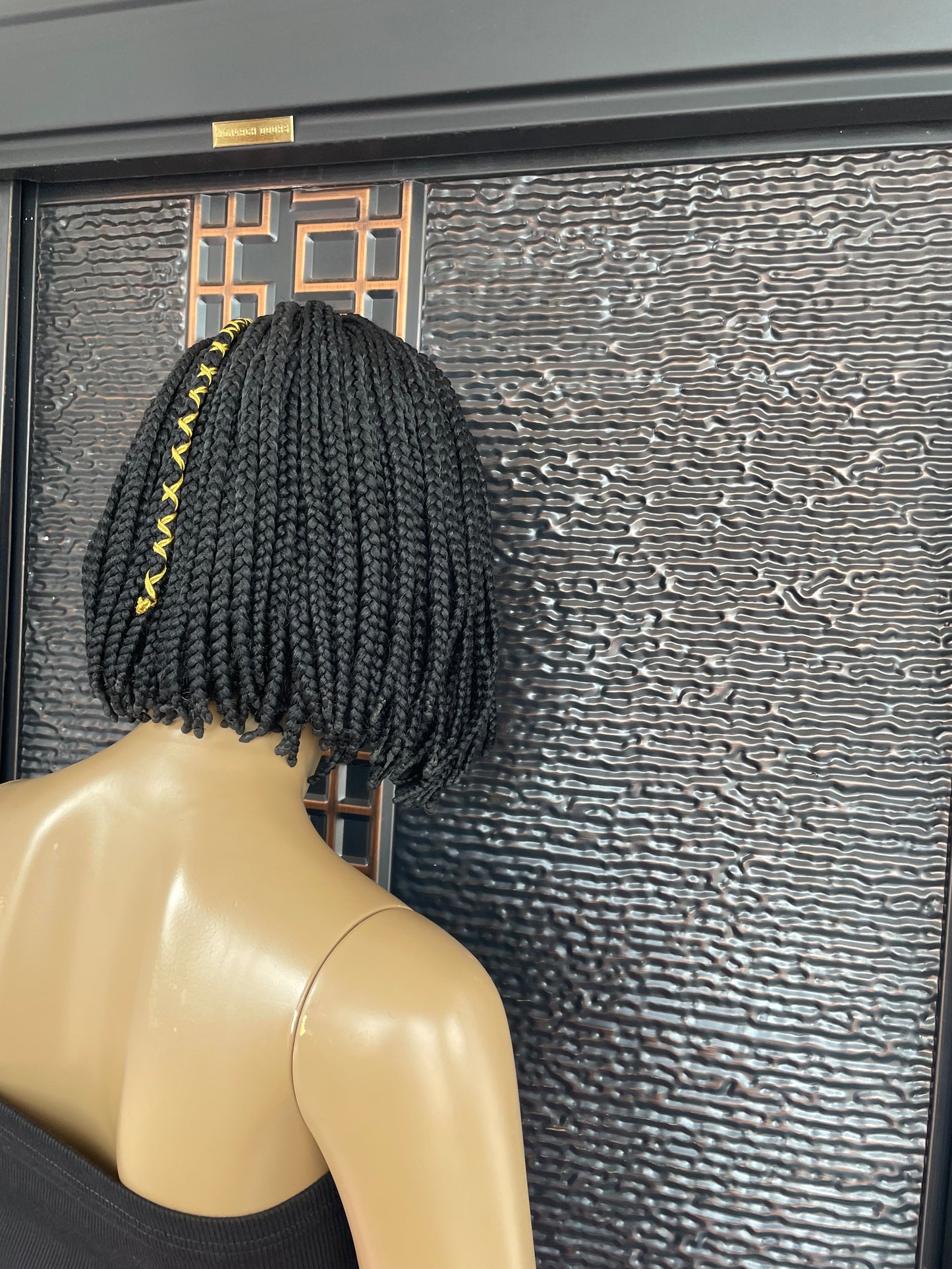 Black Bob braid wig with string