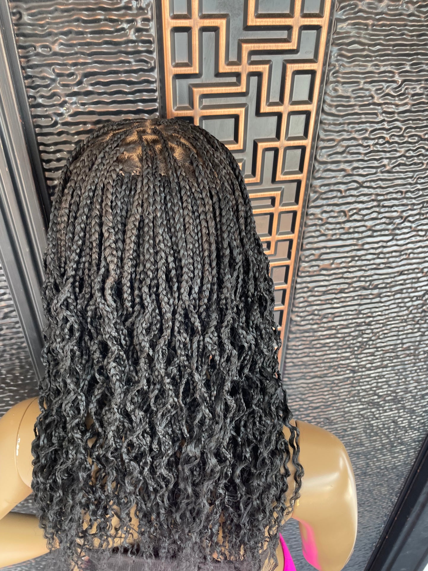 Black lace front wavy braids, small cap