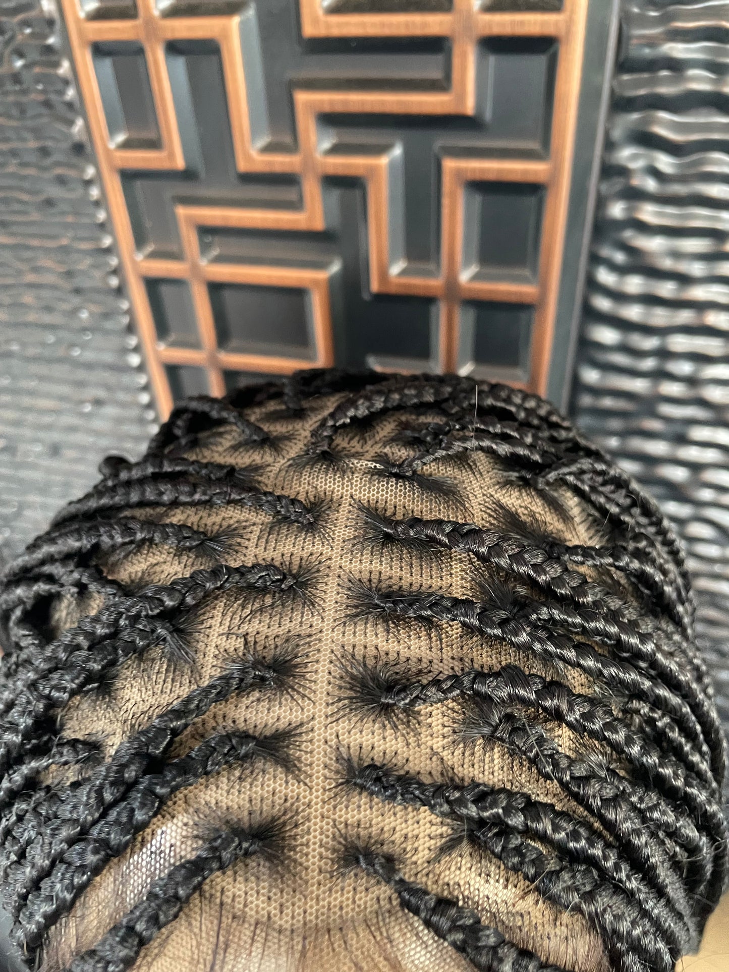 Black full lace knotless braid wig 28”