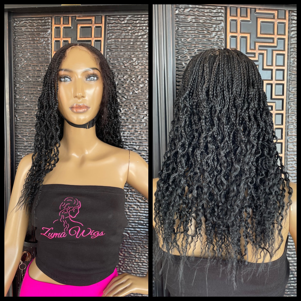 Black lace front wavy braids, small cap