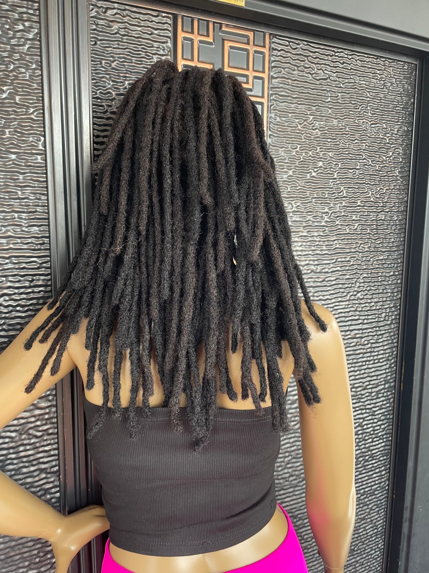 Dreadlock-Perücke aus Echthaar, natürliches Schwarz, 10 bis 12 Zoll Locs