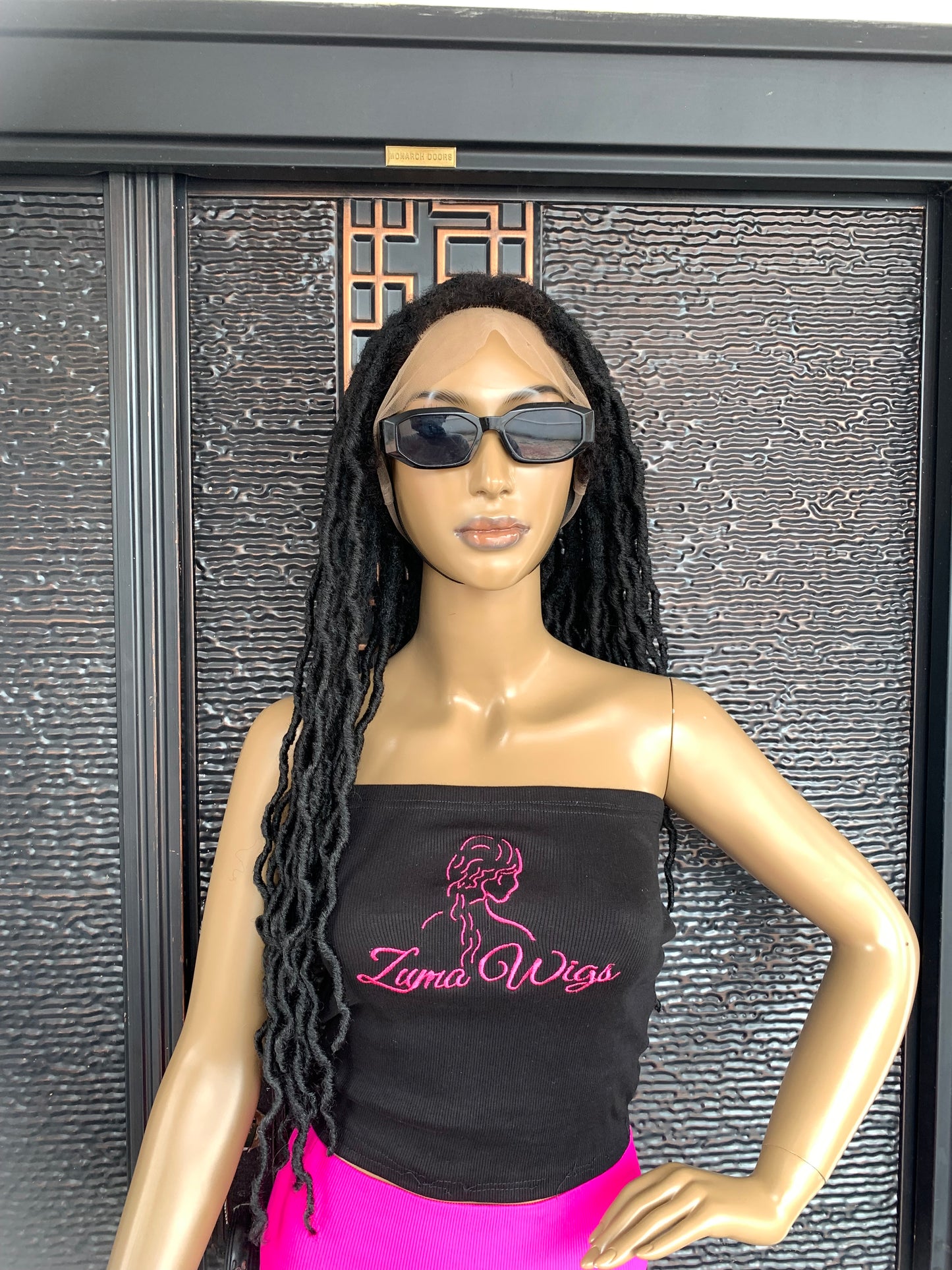 Black faux locs wig with 4c kinky textured roots and kinky baby hair