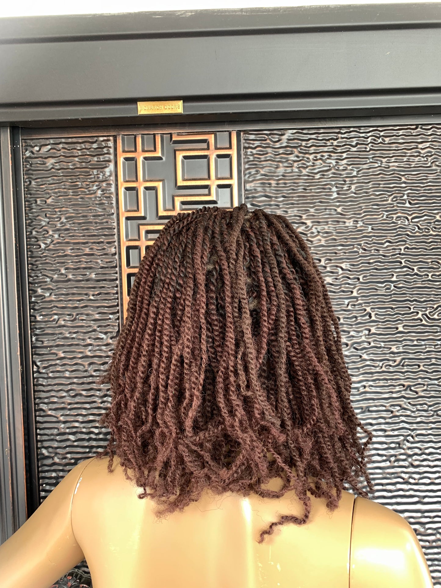 Volle Spitze braune Marley Twists Perücke, vorgeschnittene Spitze