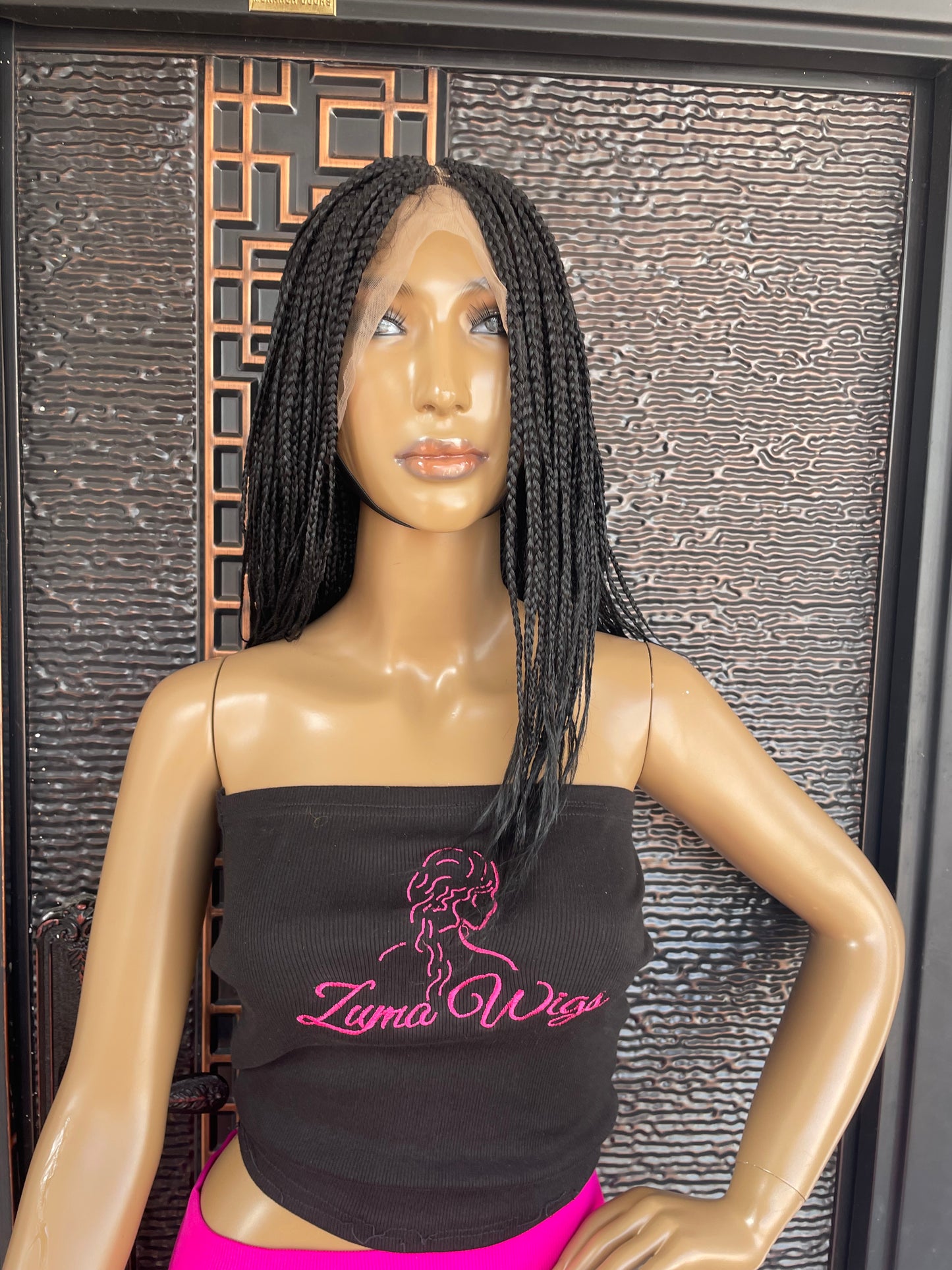 Black full lace box braid wig