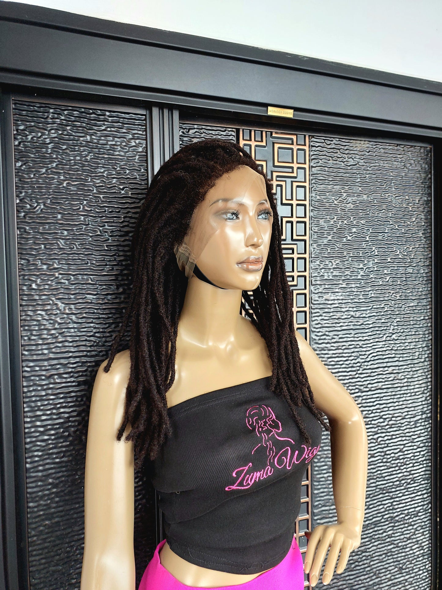 Human hair dreadlock wig 14", natural black