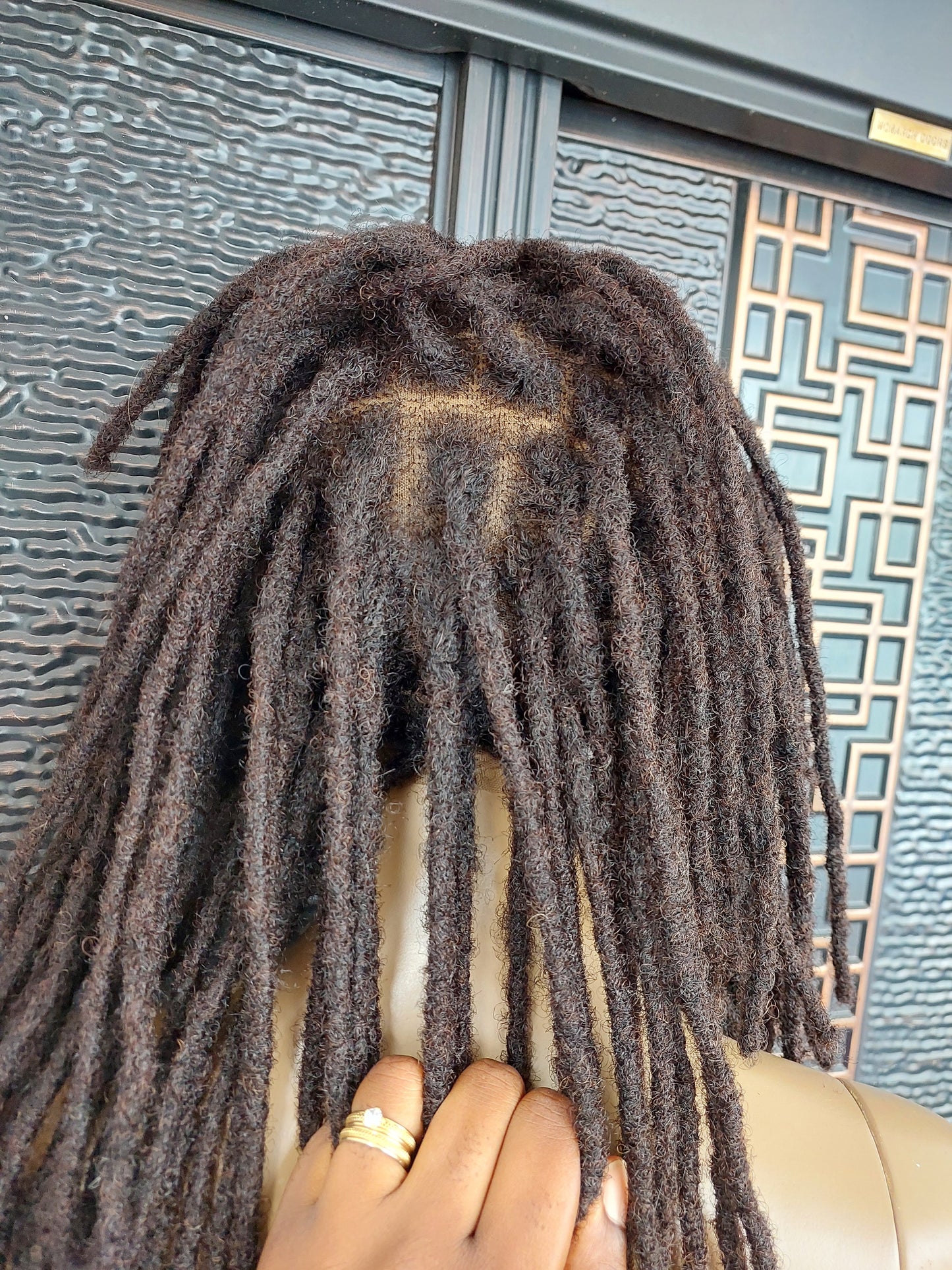 Human hair dreadlock wig 14", natural black