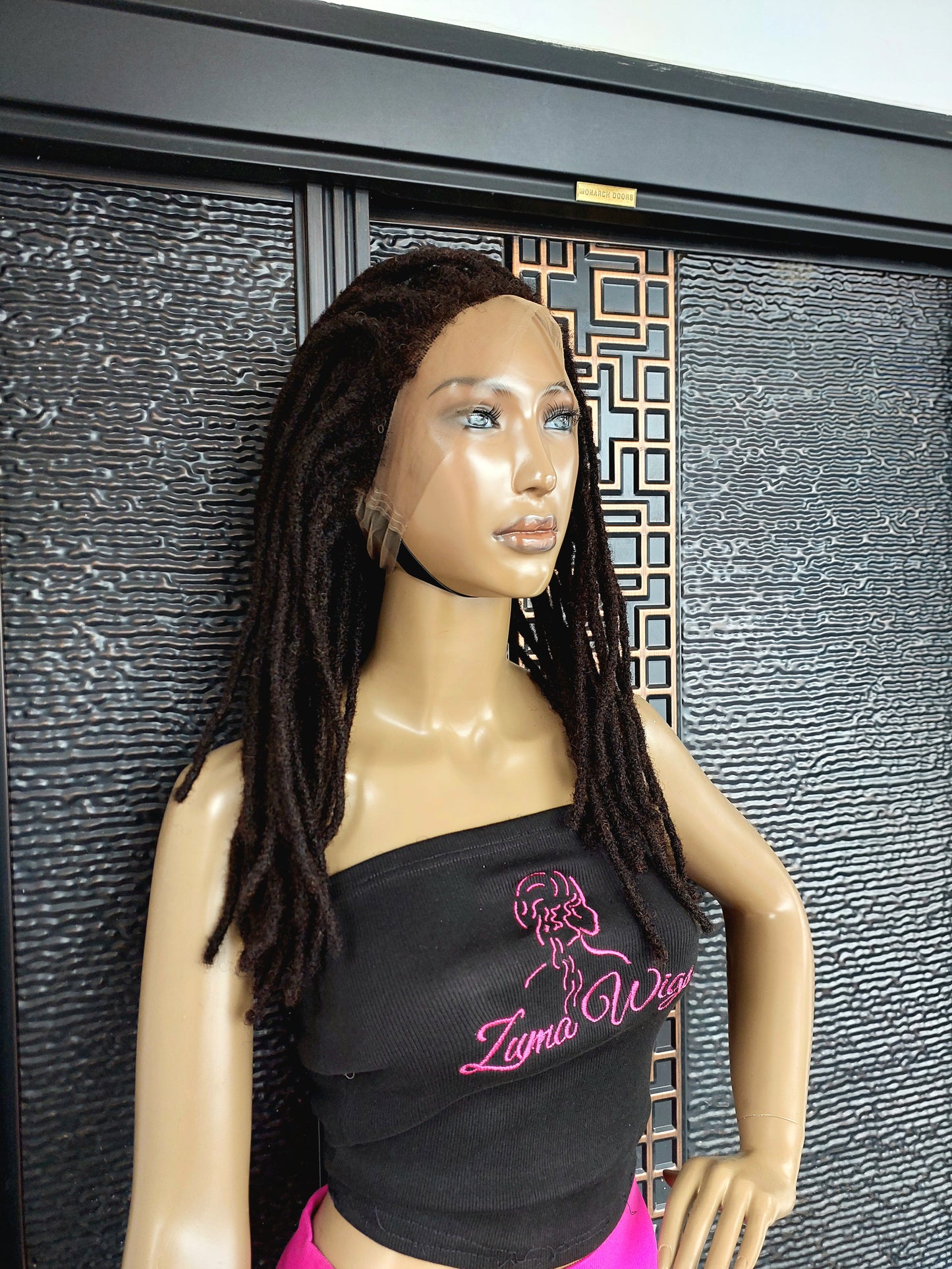 Human hair dreadlock wig 14", natural black