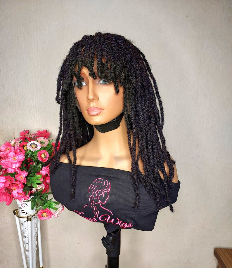 Human hair dreadlocks with bangs