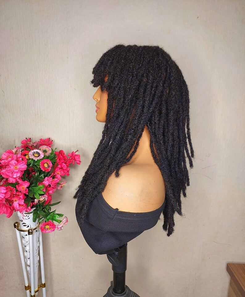 Human hair dreadlocks with bangs