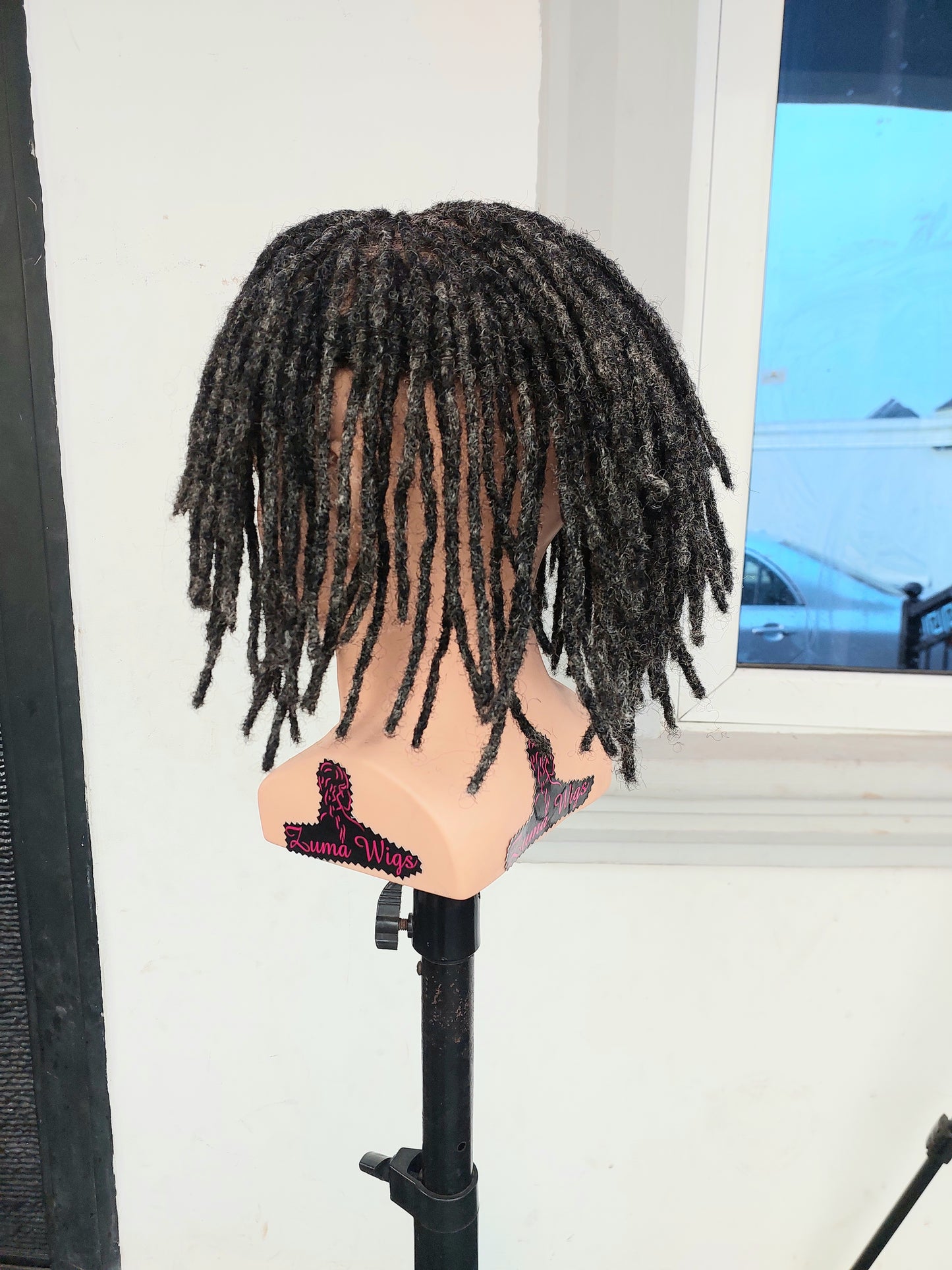 Custom made Dreadlock toupee, new style, salt and pepper loc toupee