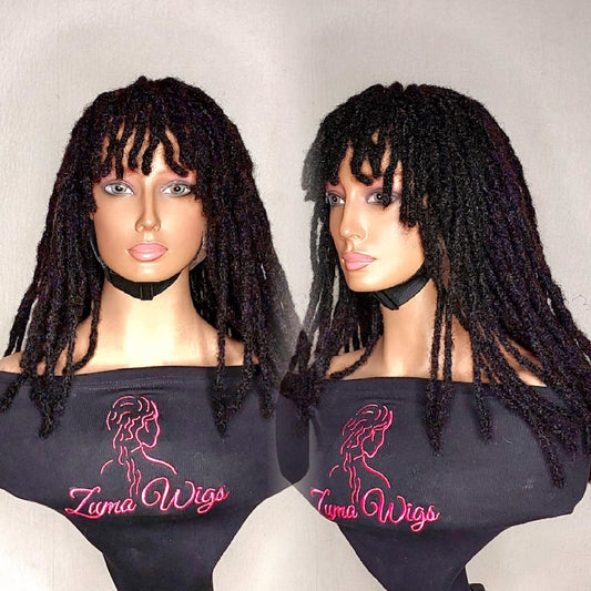 Human hair dreadlocks with bangs